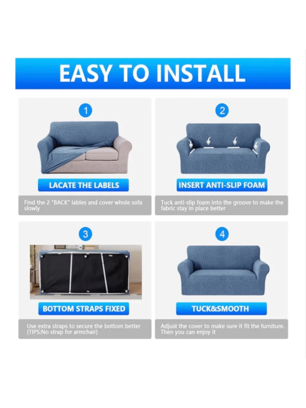 NEW Waterproof Couch Cover 3 Cushion 1Pc Stretch Sofa Non slip Washable 71-91”